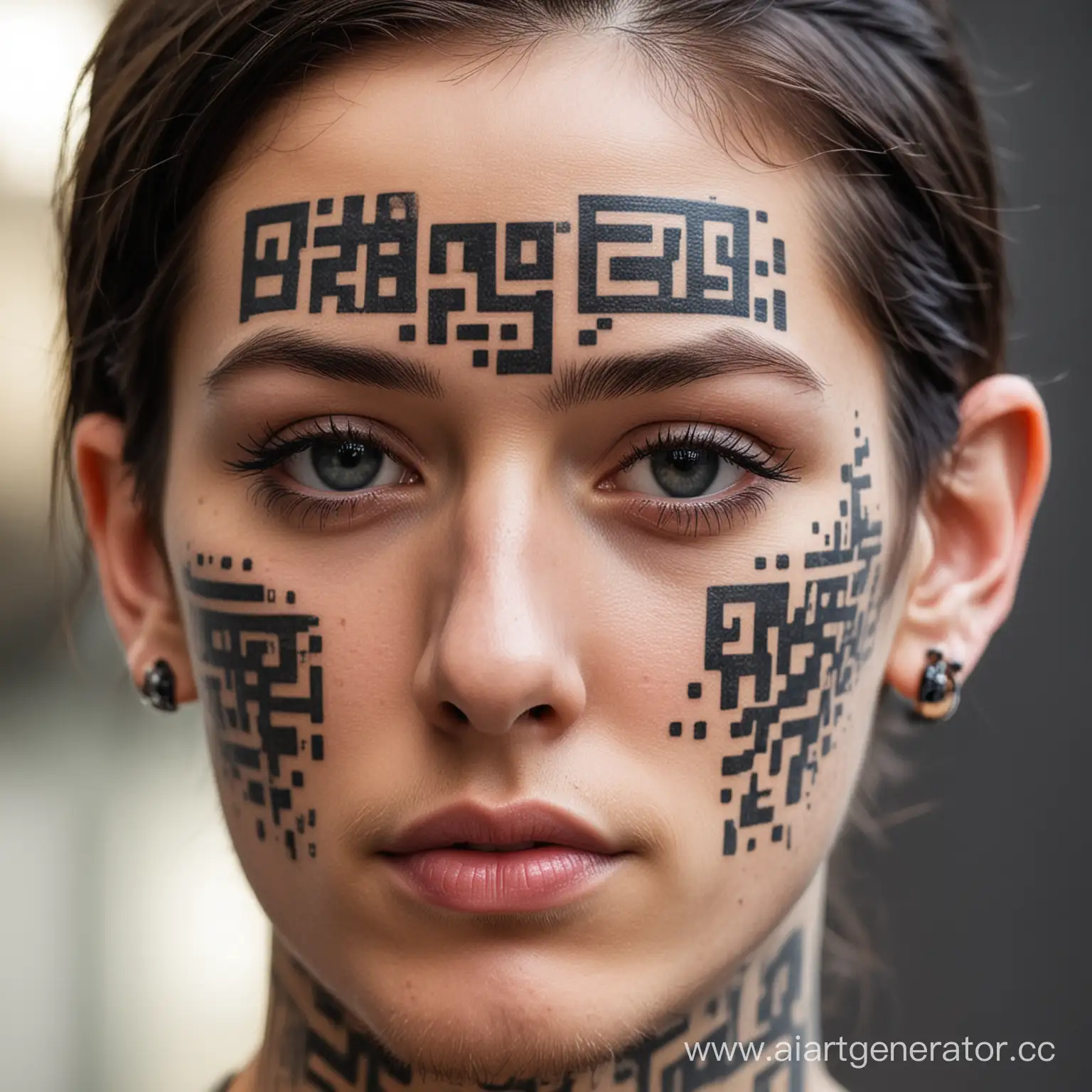 Person-with-QR-Code-Facial-Tattoo
