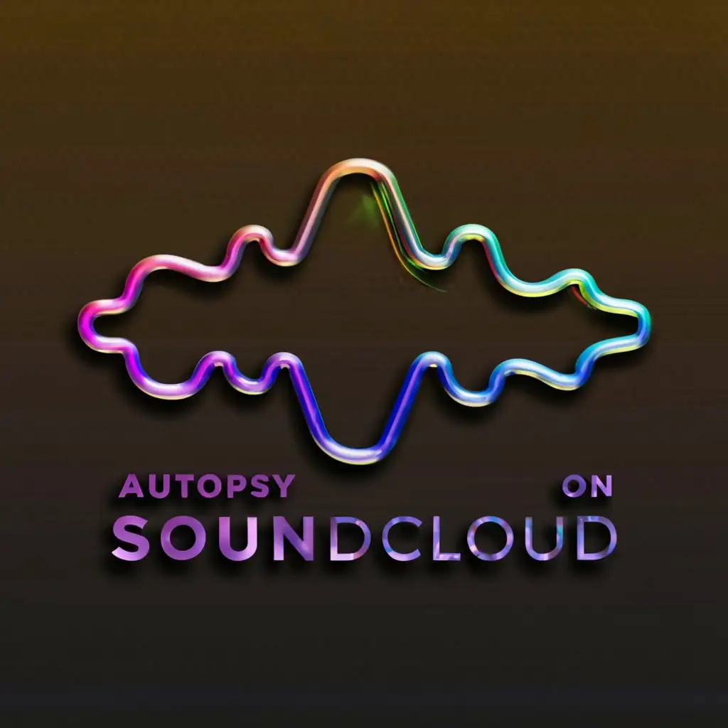 a logo design,with the text "Autopsy on Soundcloud", main symbol:The Soundcloud website logo with dark psychedelic elements showing a waveform in dark colors and a metallic 3d style,complex,be used in Entertainment industry,clear background