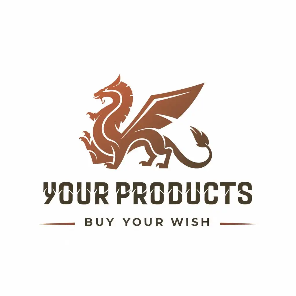 a logo design,with the text "YOUR PRODUCTS ", main symbol:a dragon,Moderate,clear background. slogan is "buy as your wish"