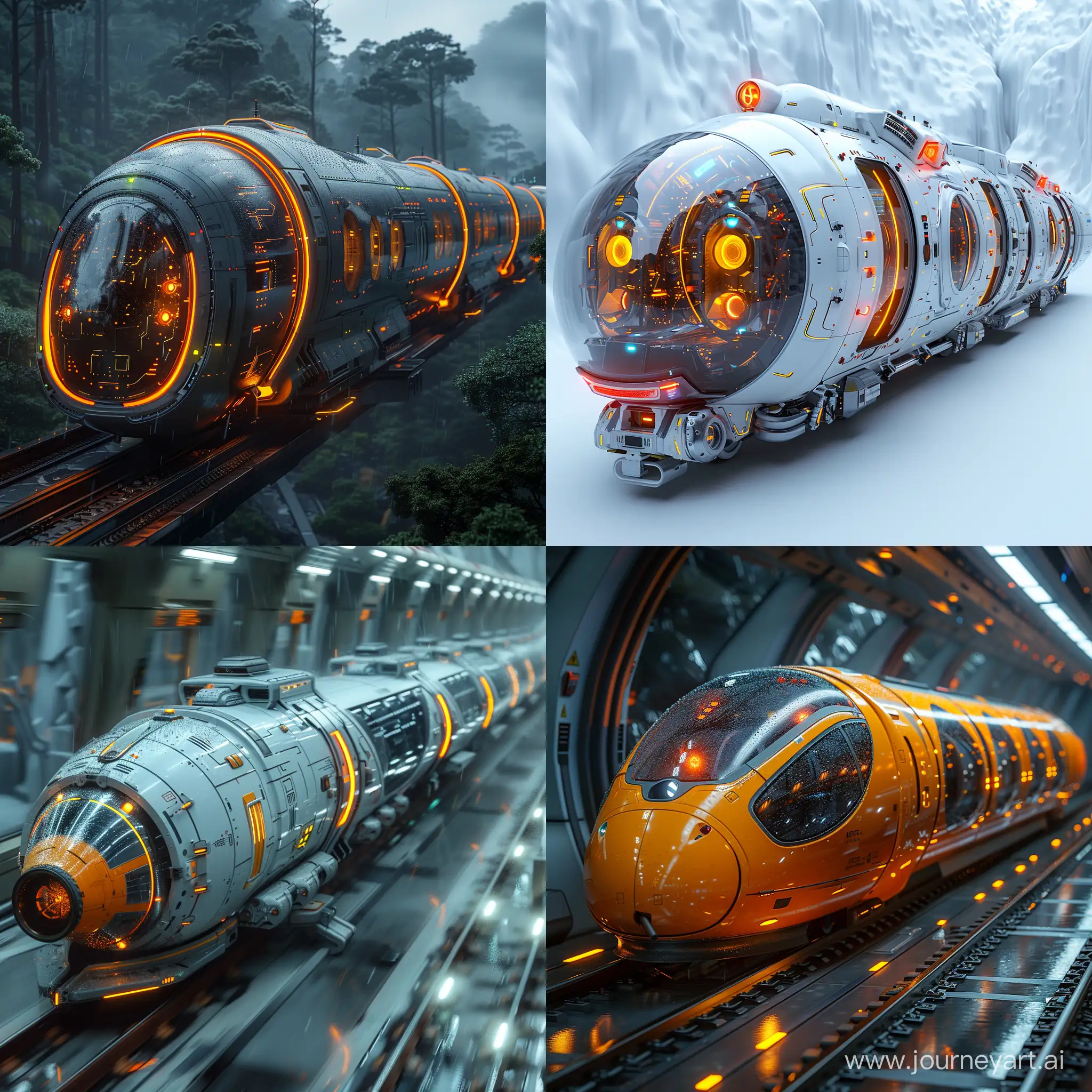 Futuristic sci-fi high-tech train, octane render --stylize 1000