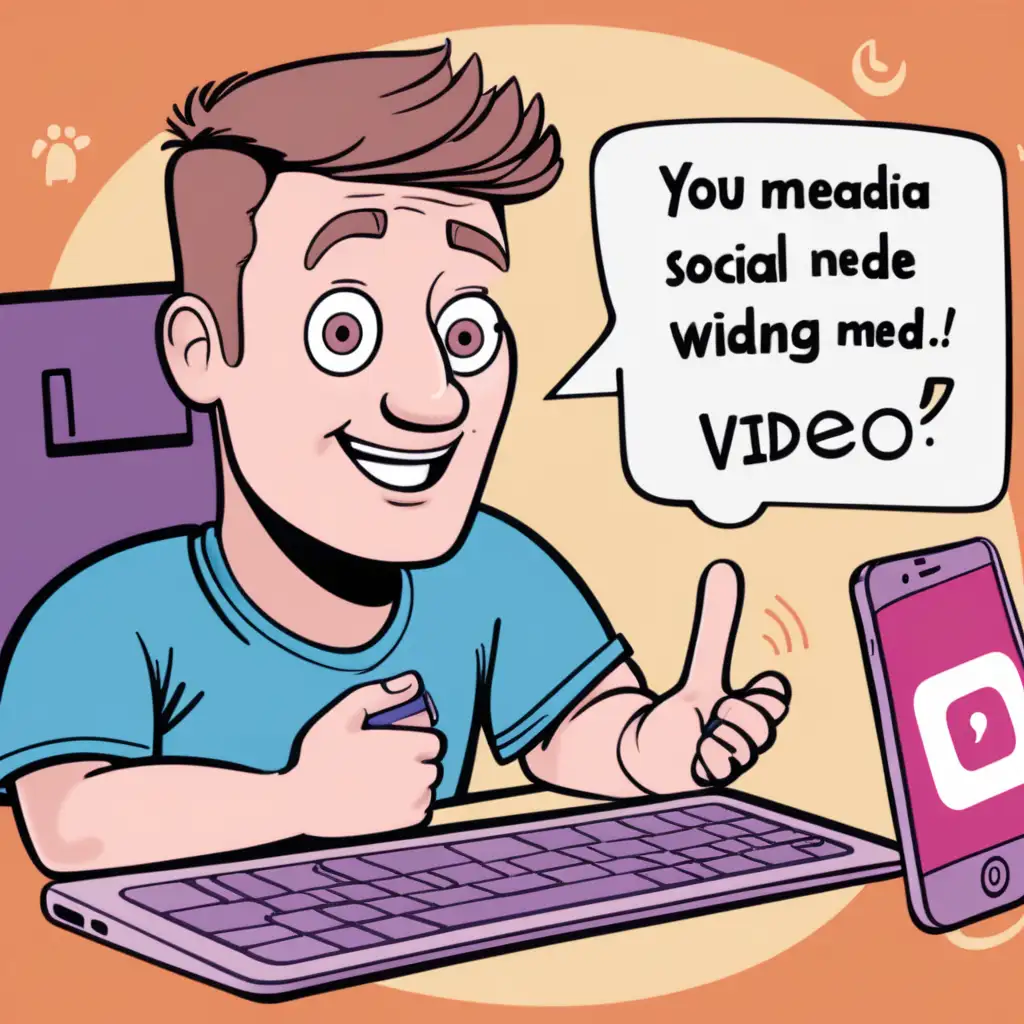 Colored image: Kevin learns Social Media video