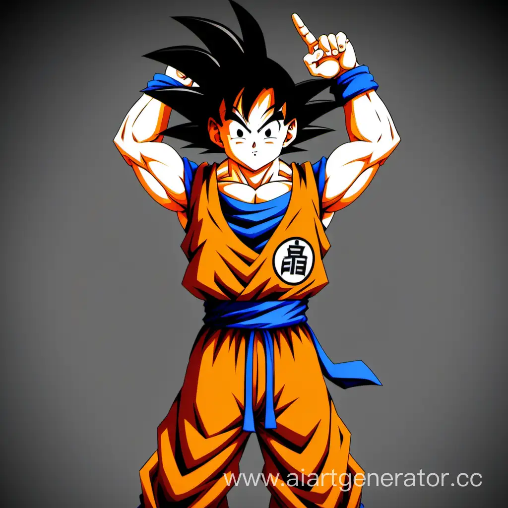 goku, hands up creating the genkidama
