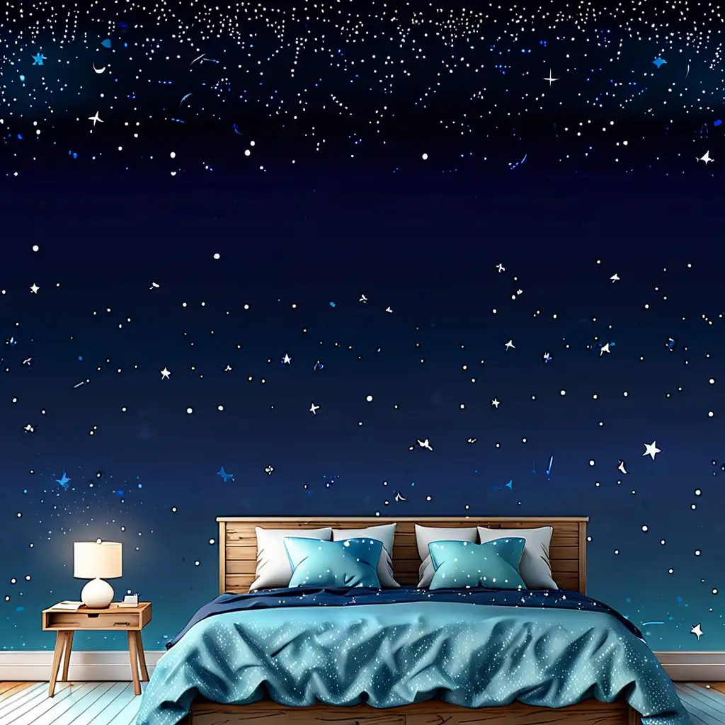 "Design a tranquil night sky background dotted with twinkling stars. The base color should be a deep navy blue that transitions to a lighter shade of azure, resembling the natural gradient of the night sky. Introduce a soft glow to mimic the moonlight, adding a dreamy and peaceful ambiance." make this as realistic as possible
