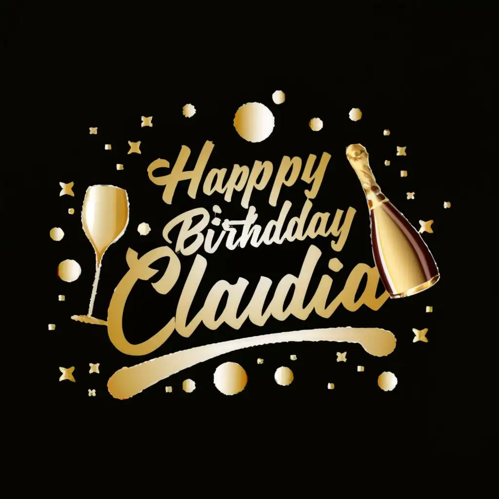 logo, champagne, with the text "HAPPY BIRTHDAY CLAUDIA!", typography, be used in Events industry