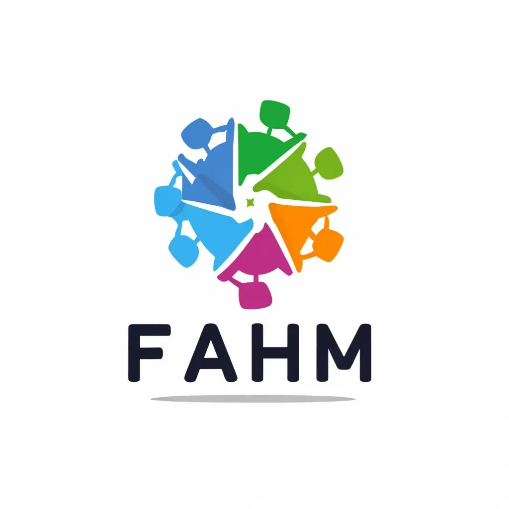 a logo design,with the text "FAHM", main symbol:A group of people socializing on WhatsApp,Moderate,be used in Internet industry,clear background