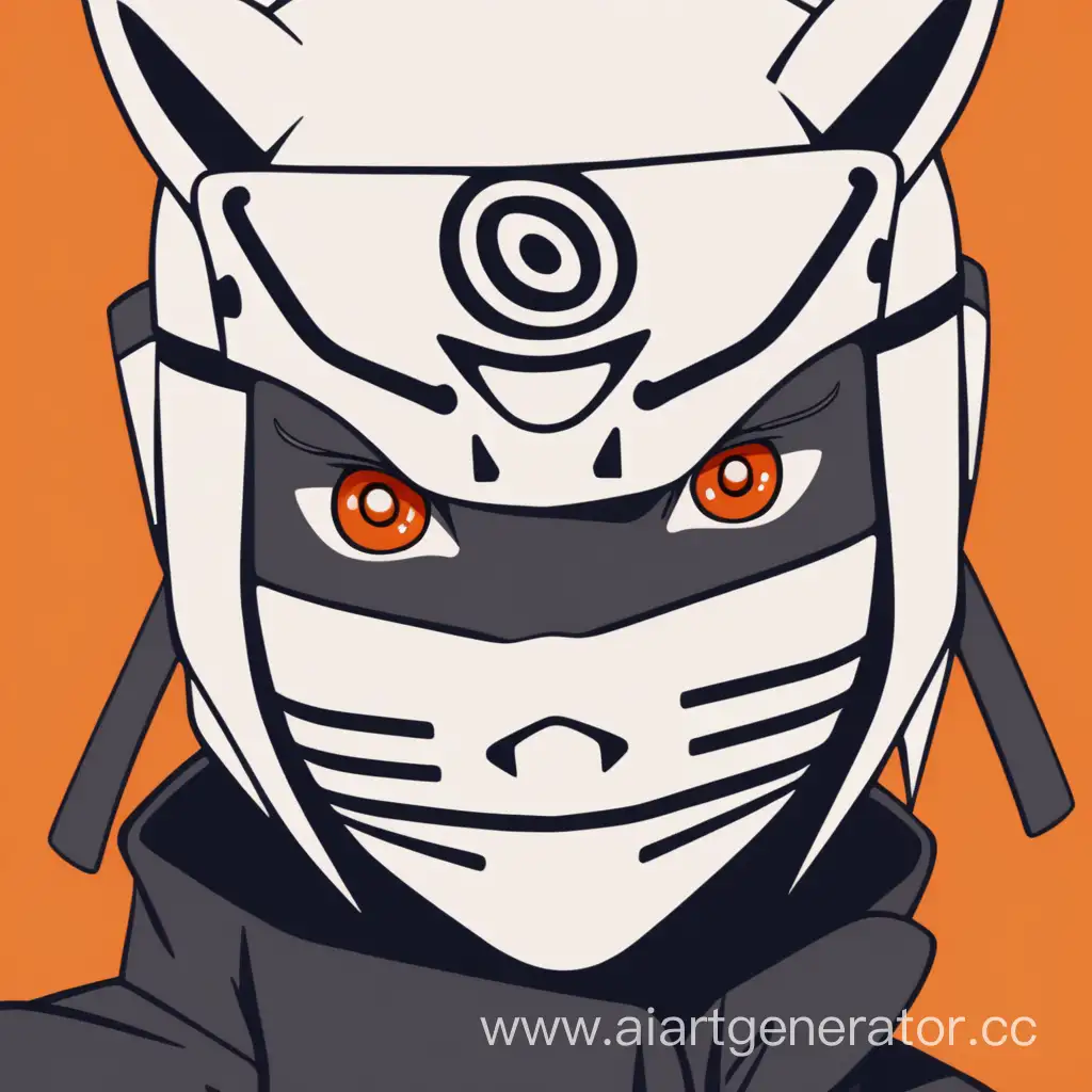 Аниме маска АНБУ из Наруто, оранжевый фон