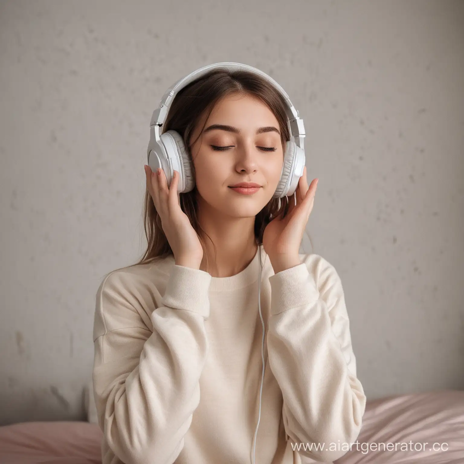 Girl-Enjoying-Music-with-Headphones