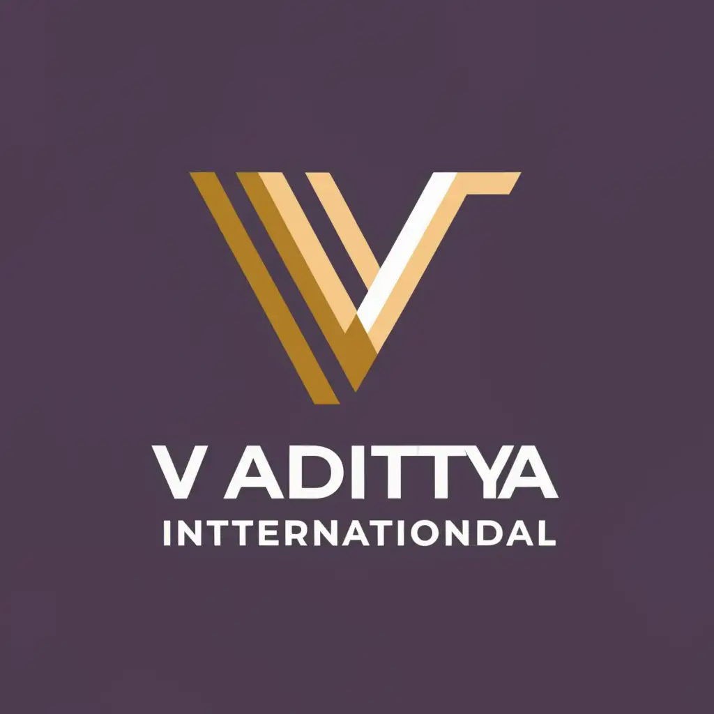 a logo design,with the text "V ADITYA international", main symbol:a,Moderate,clear background