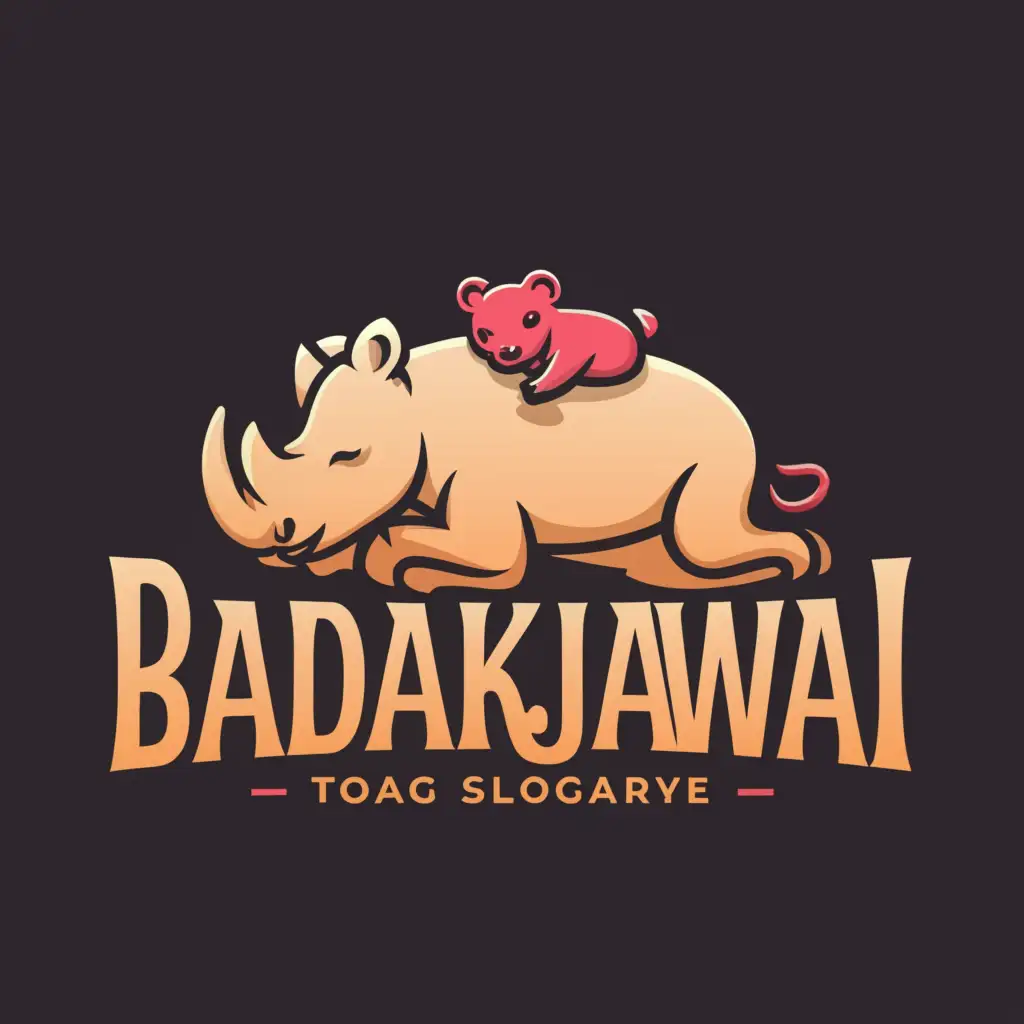 a logo design,with the text "Badakjawa", main symbol:Koala sleeping at the body of rhinoceros,Moderate,clear background