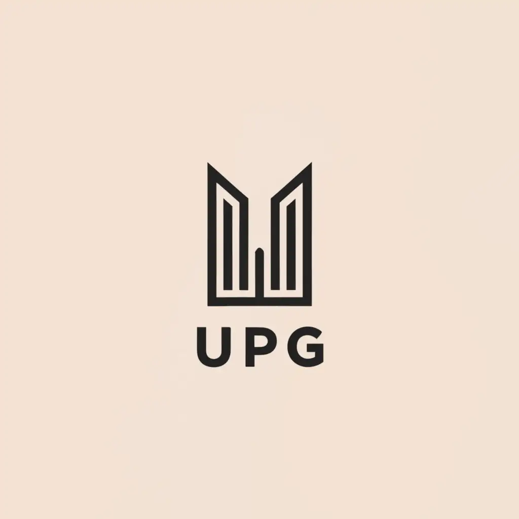 a logo design,with the text "UPG", main symbol:Building,Minimalistic,be used in Real Estate industry,clear background