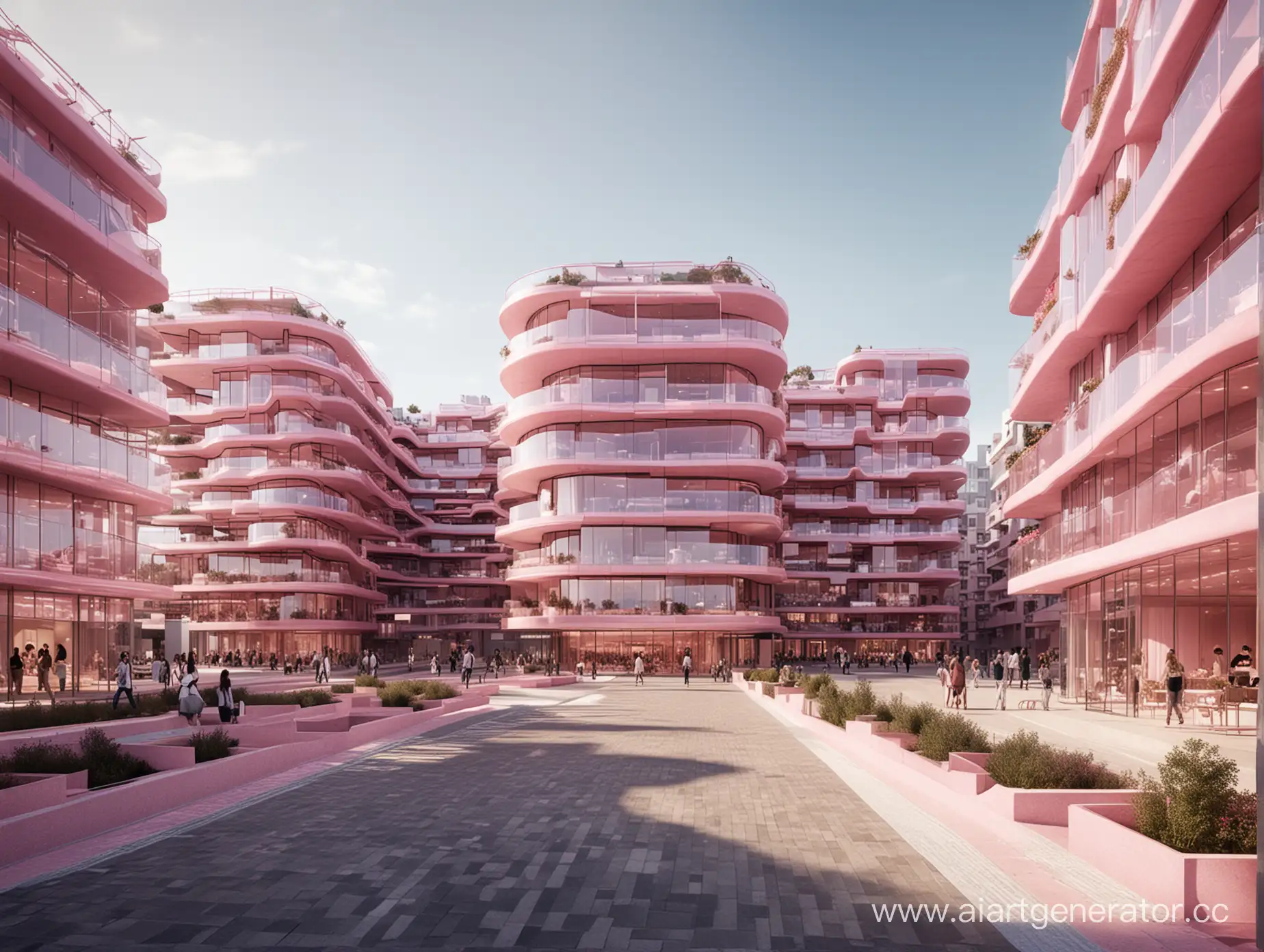 Futuristic-Multifunctional-Pink-Mirrored-Residential-Complex