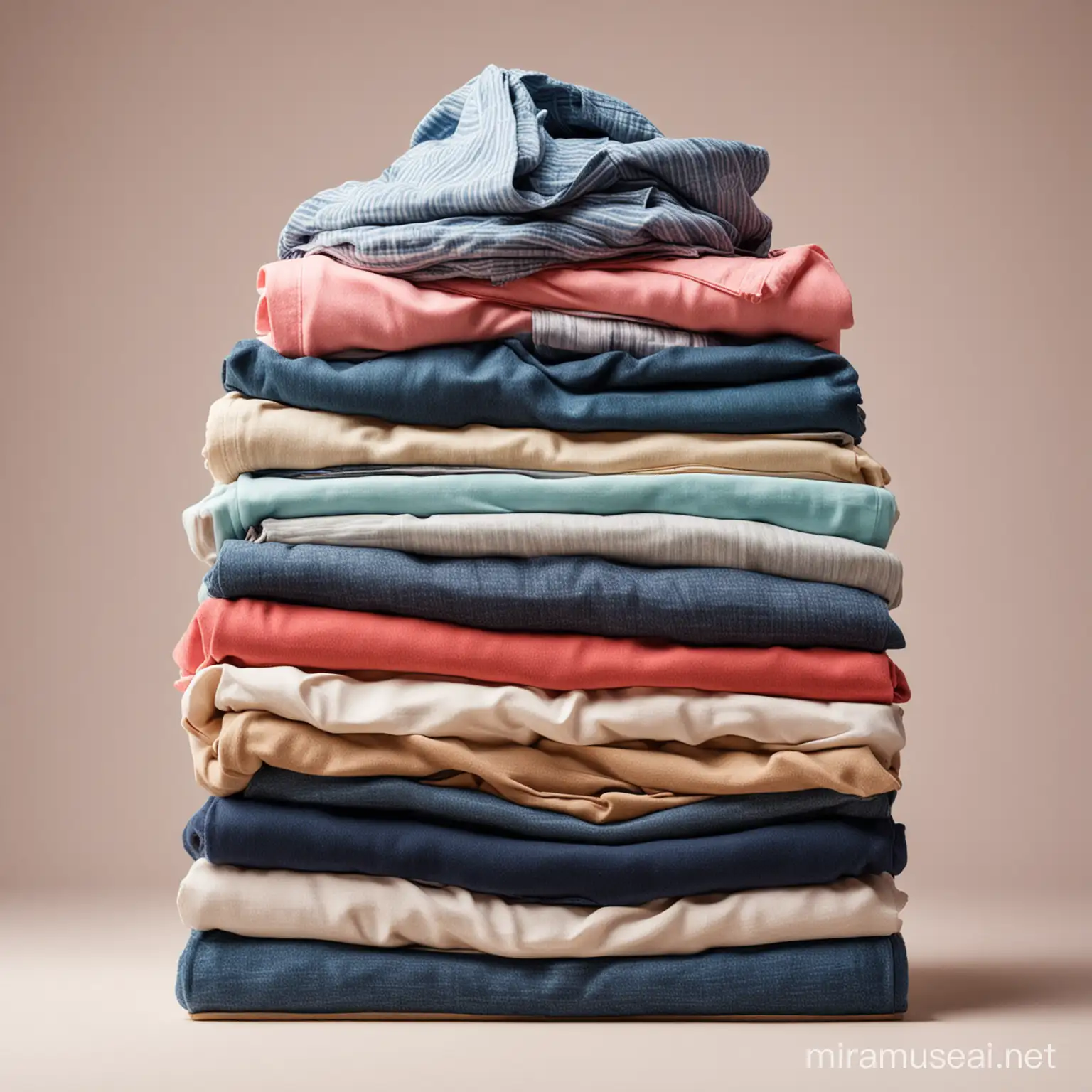 Neatly Stacked Clothes on Isolated Background