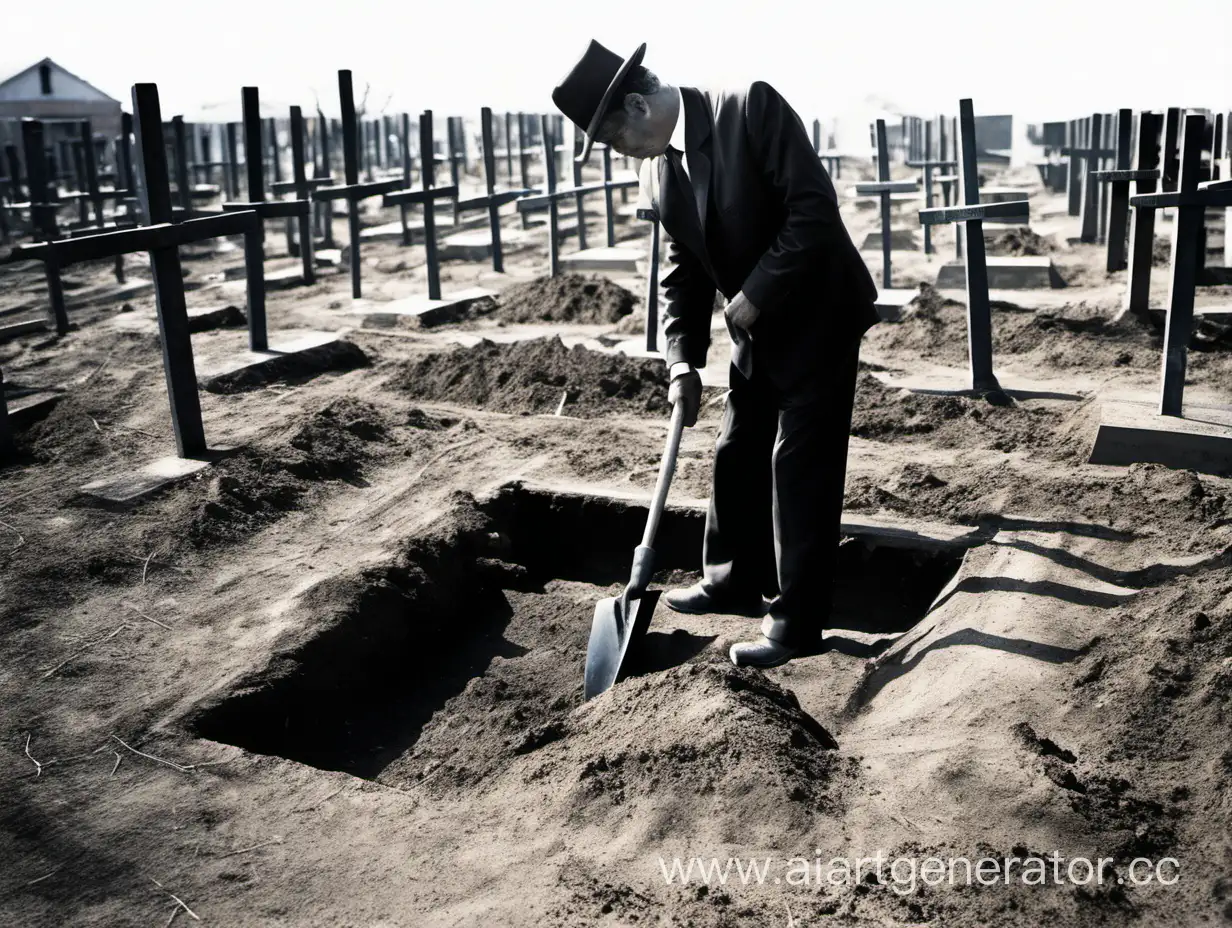 Человек копает себе же могилу 

