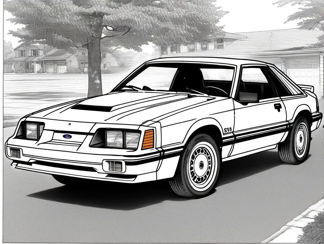 Highly Detailed 1984 Ford Mustang SVO Coloring Page