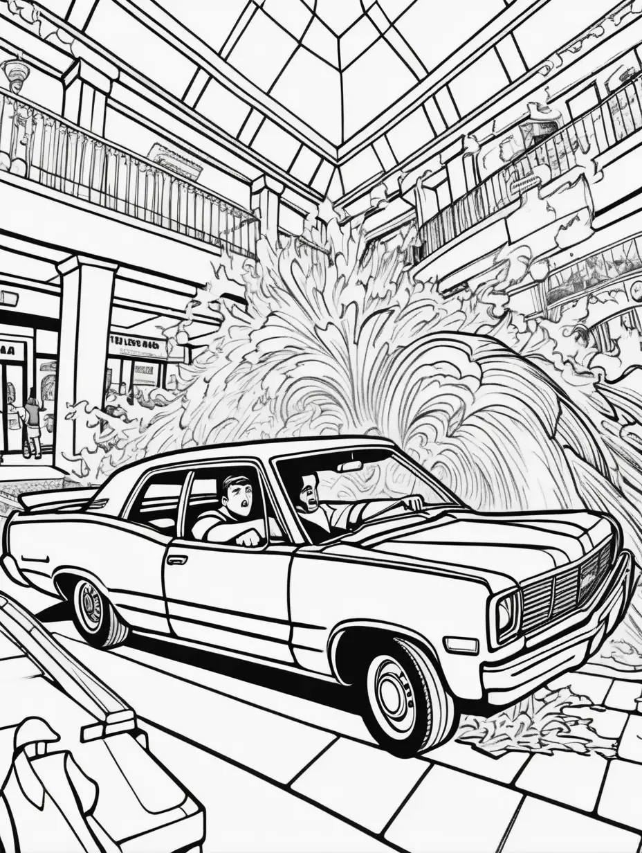 Time Traveling Car Crashes into Florida Mall Man Driving Adult Coloring Book Adventure