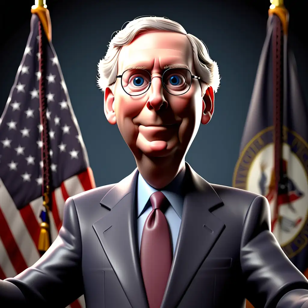 Mitch McConnell Cartoon Playful 3D Rendering of the Political Figure