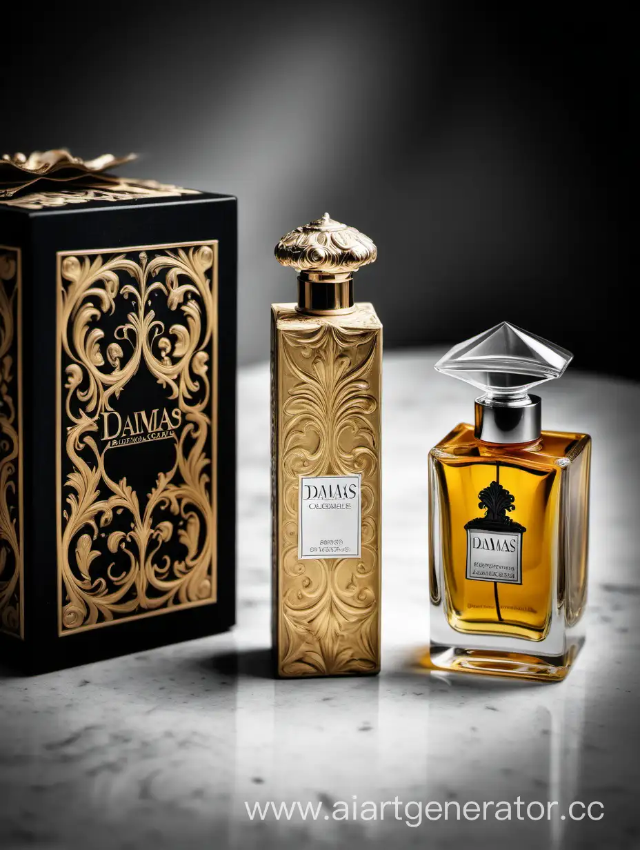 a bottle of damas cologne sitting next to a box, a flemish Baroque by Demetrios Farmakopoulos, instagram contest winner, dau-al-set, dynamic composition, contest winner, feminine