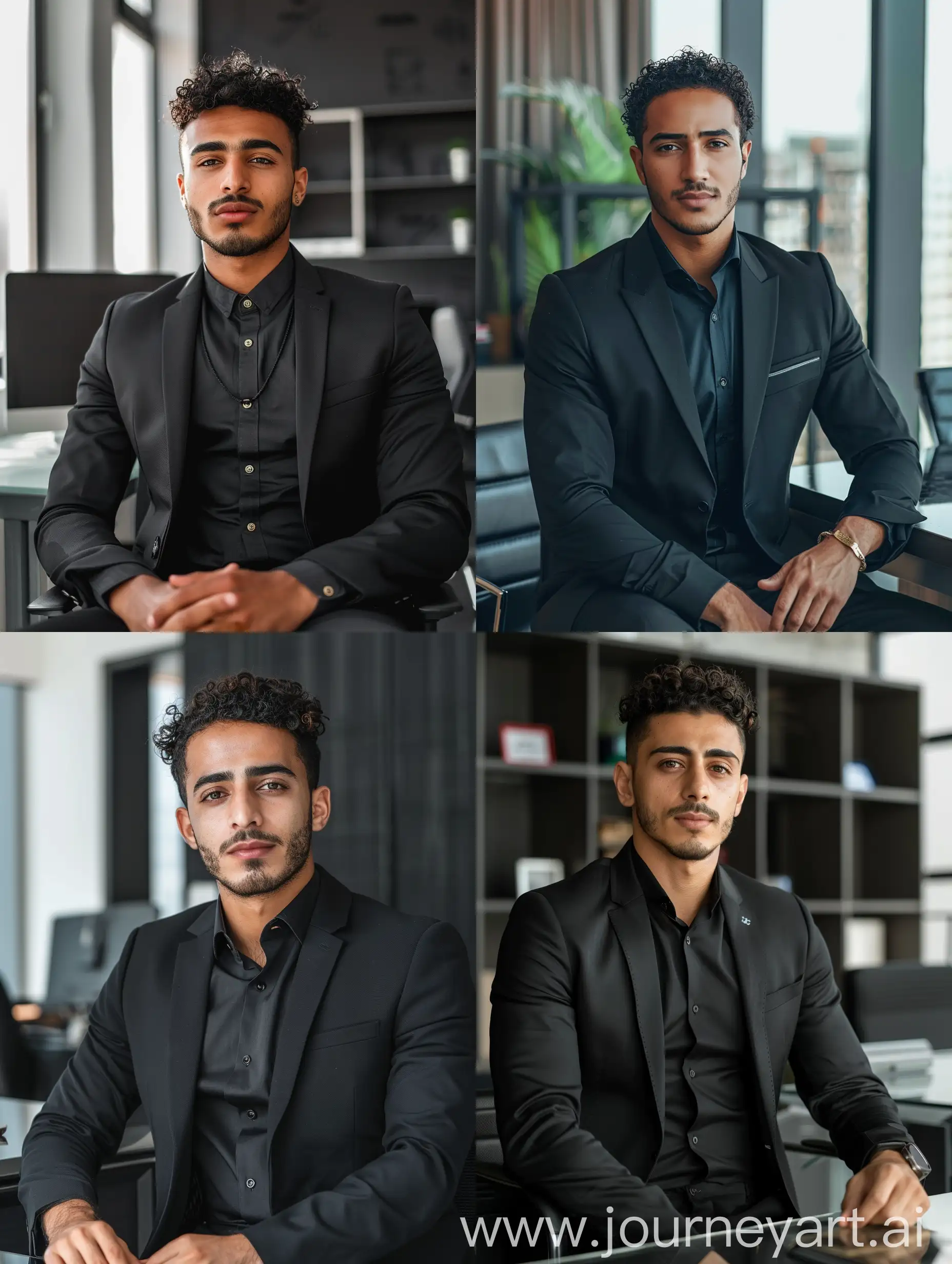 Stylish-Egyptian-Man-in-Black-Suit-Sitting-in-Office