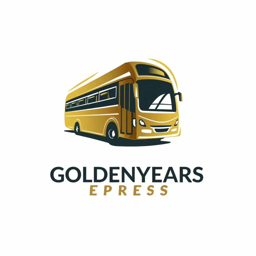 a logo design,with the text "GoldenYears Express", main symbol:a bus, elderly person,Moderate,be used in Travel industry,clear background