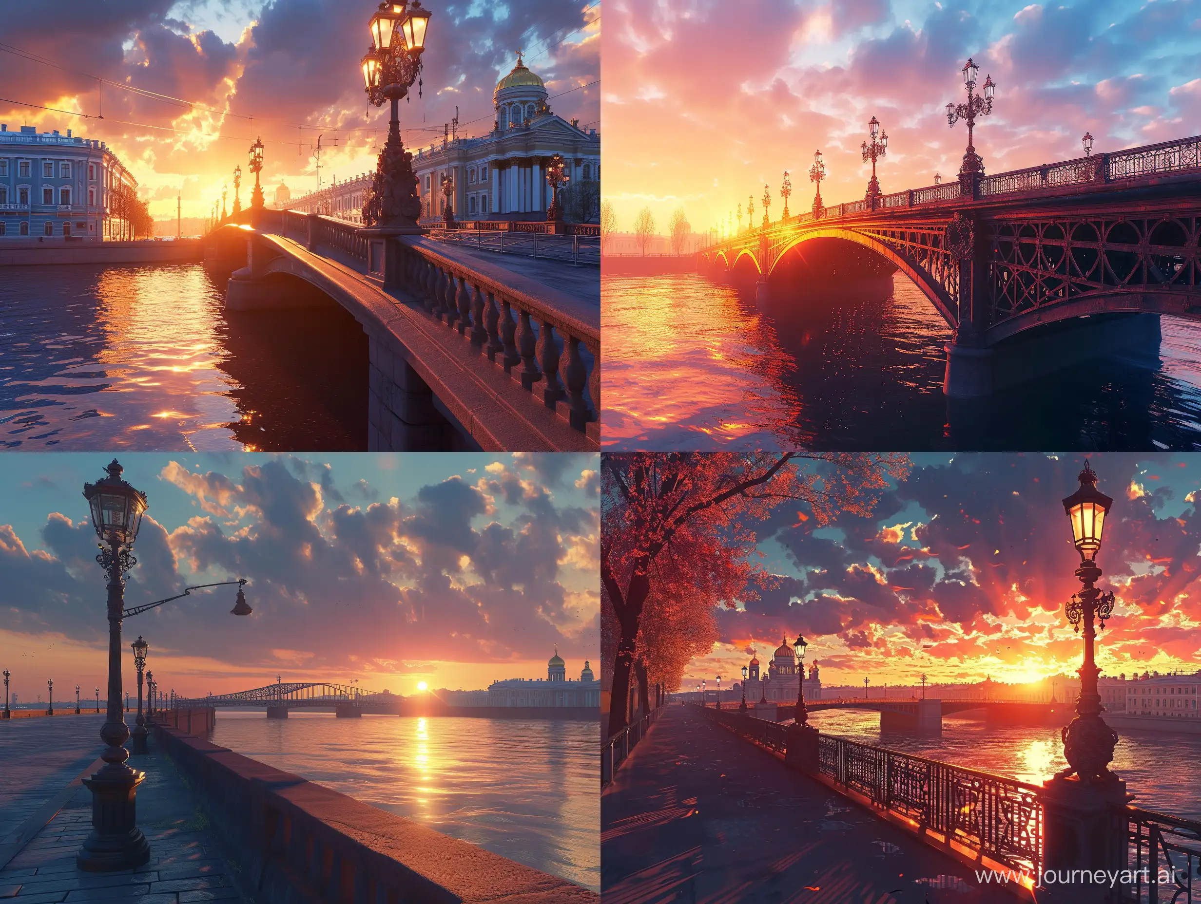 Sunset-Glow-on-Anichkov-Bridge-in-Hyperdetailed-Cityscape