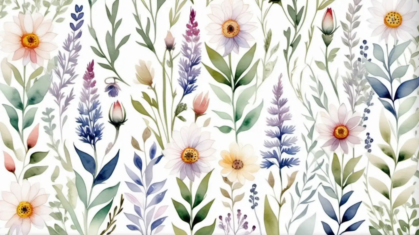 HandPainted Watercolor Flowers Pattern Inspired by Opaque Resin Panels