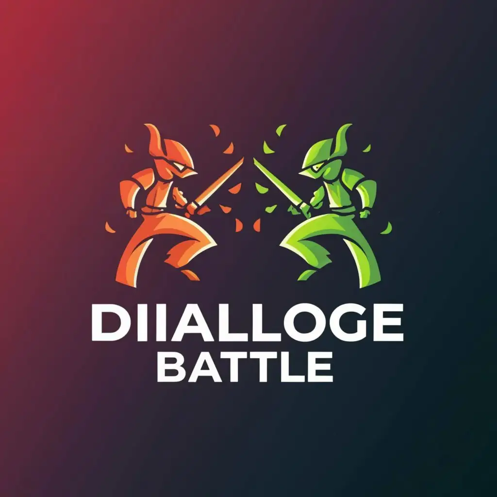 a logo design,with the text "Dialogue Battle", main symbol:no symbol just the name with battle between two characters,Moderate,be used in Entertainment industry,clear background