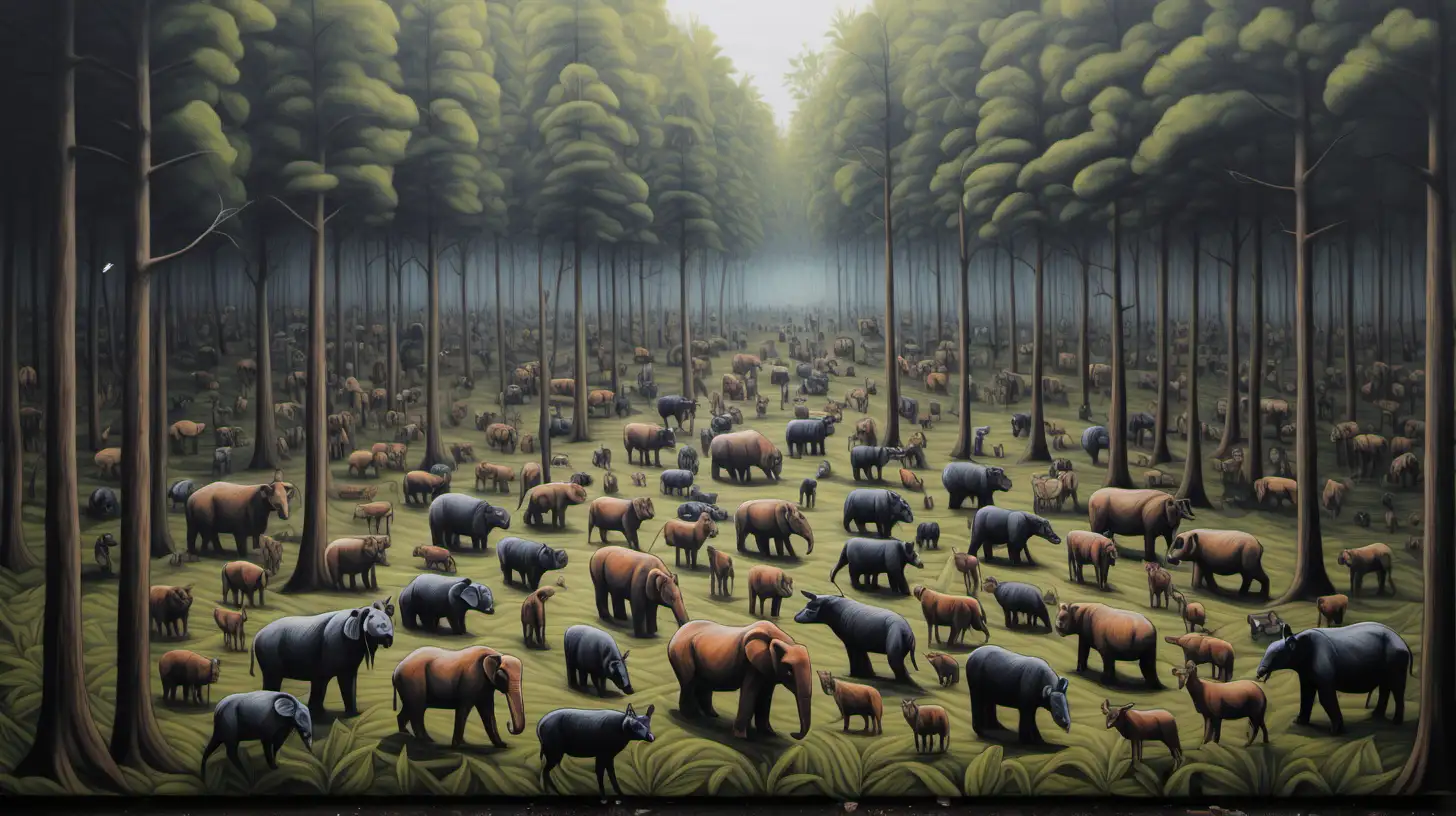 Forest Animals Mourn Deforestation in Live Painting