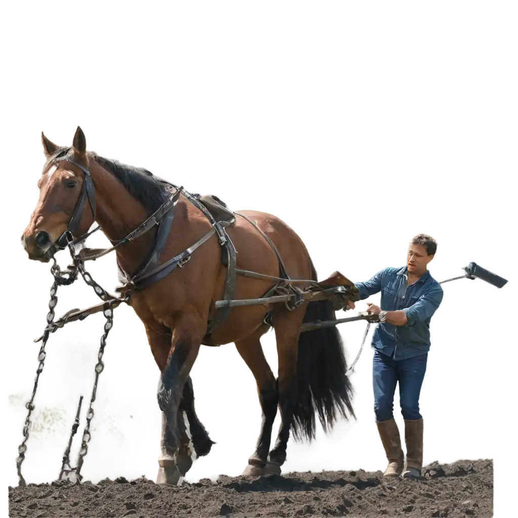 Man plowing the land using horse