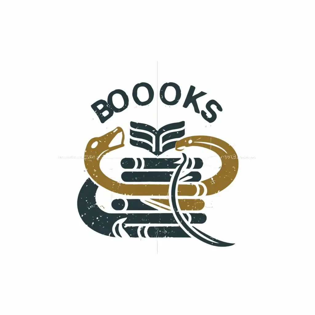 a logo design,with the text "books", main symbol:pile of books and spinning snake,Moderate,be used in Education industry,clear background