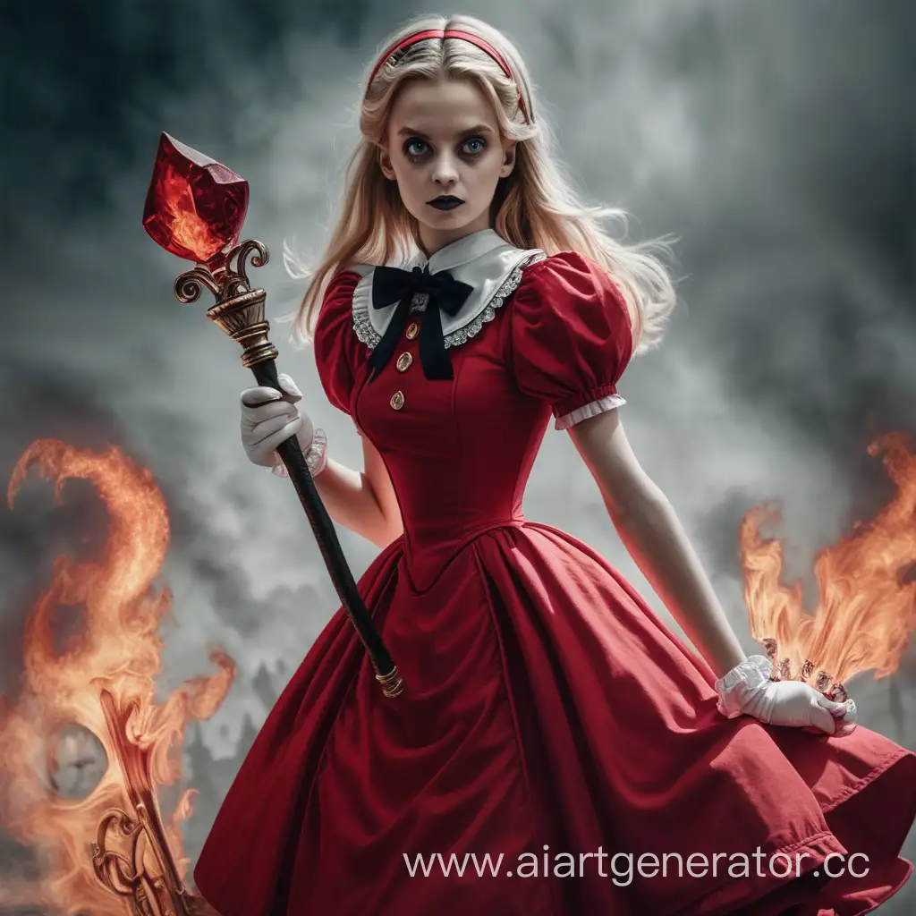 Alice-in-Wonderland-Descends-into-Hell-with-Red-Dress-and-Scepter