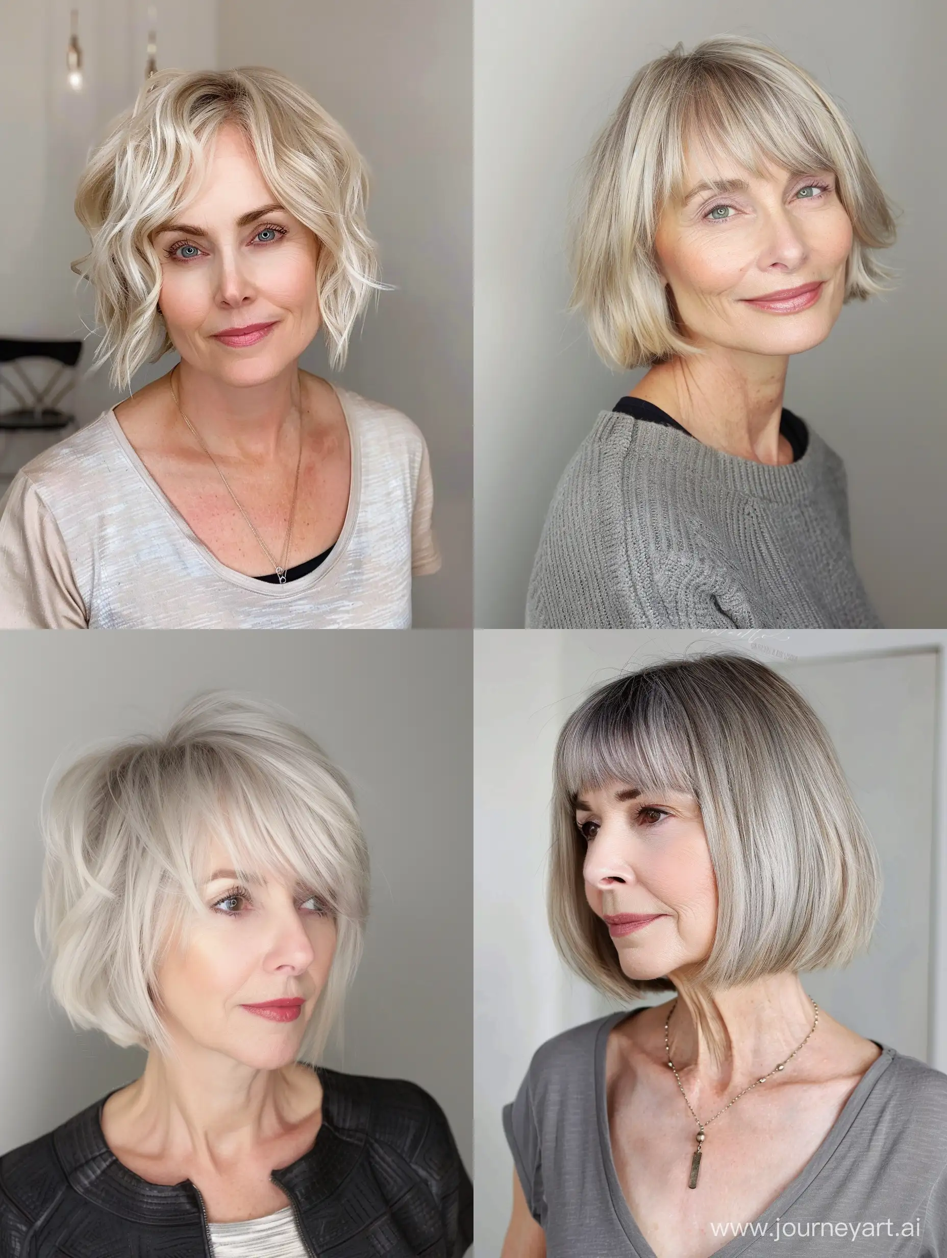 trendy short bob hairstyles with bangs over 50 older women 2024