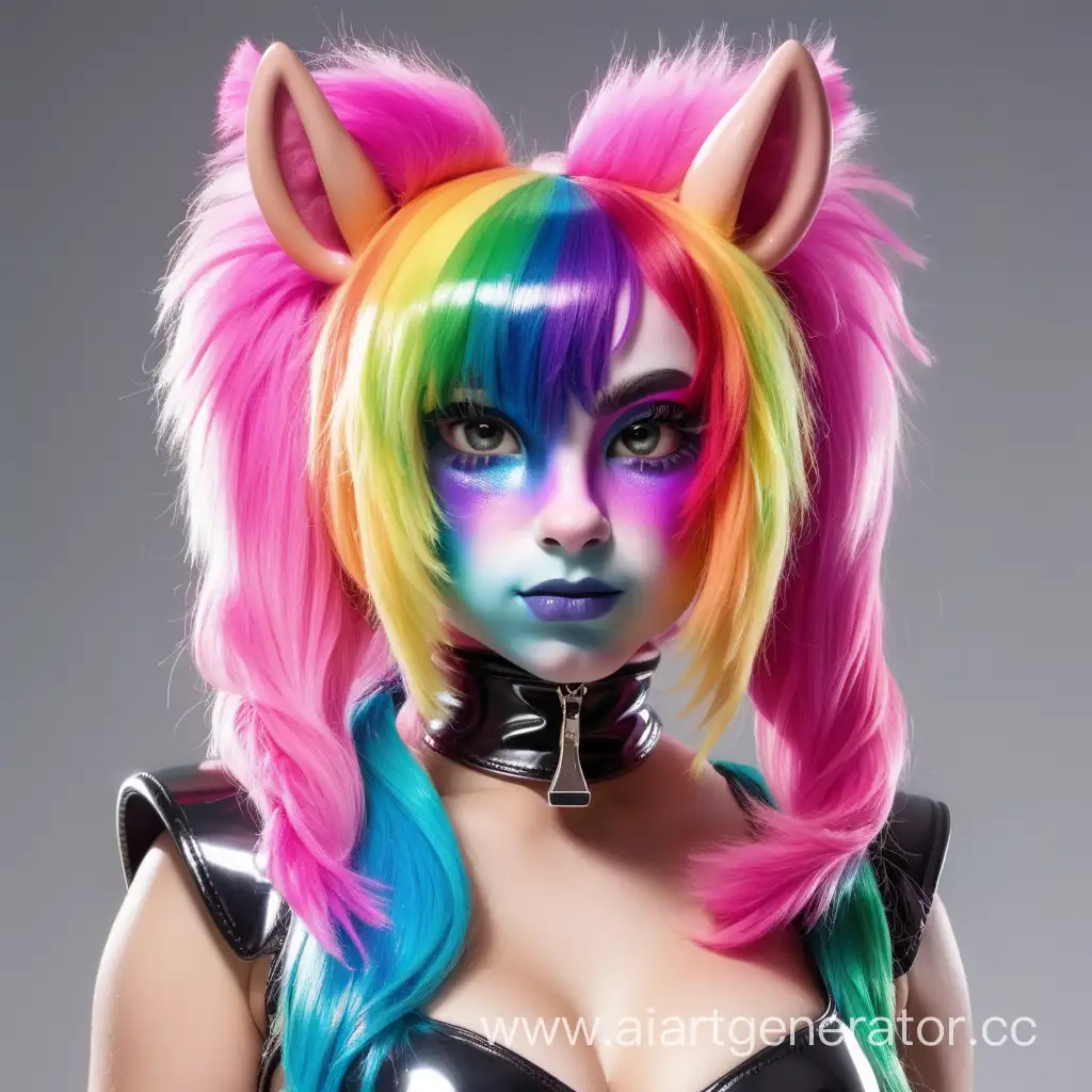 Colorful-Latex-Furry-Pony-Girl-with-Rainbow-Skin-and-Lush-Mane