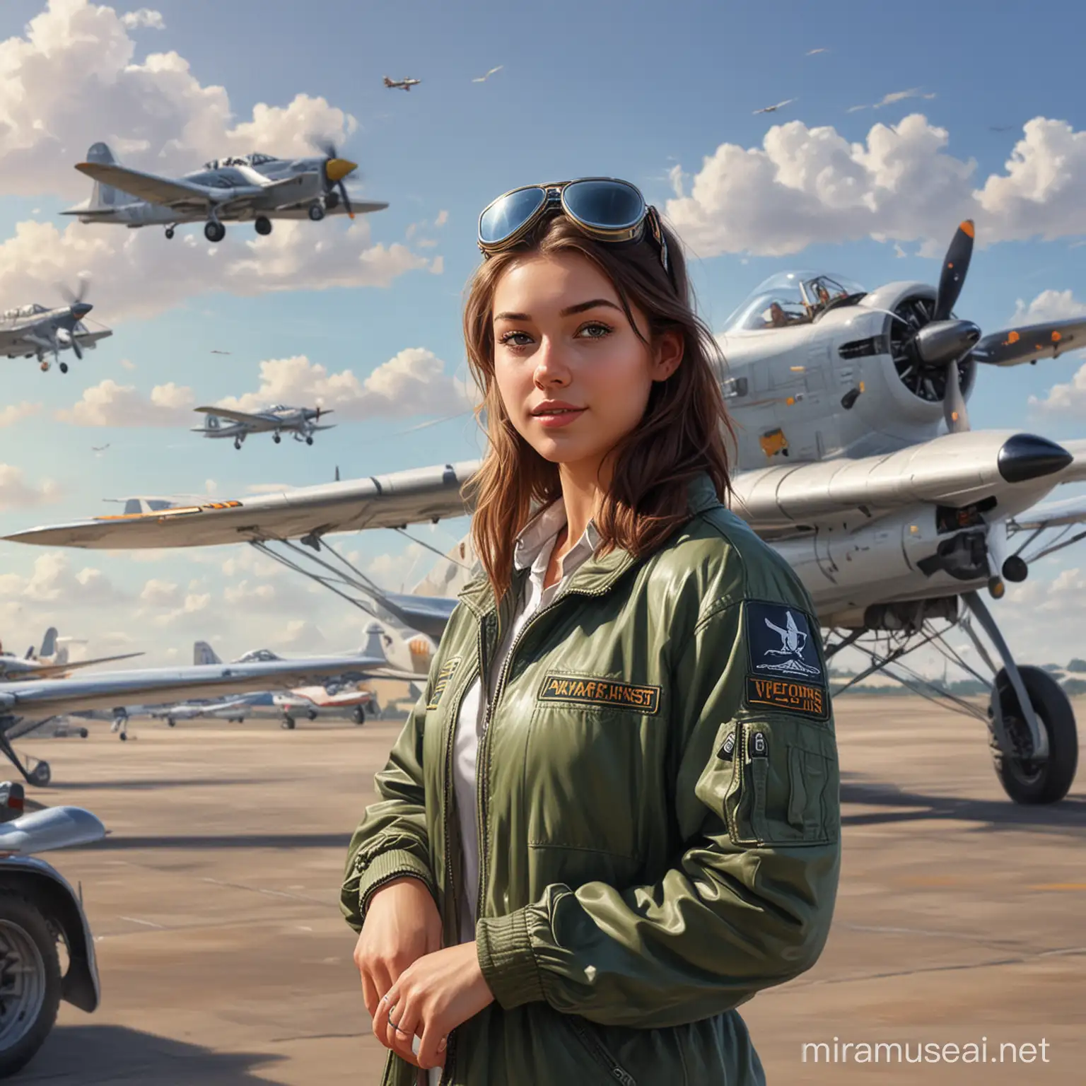 aviator students and planes, realistic