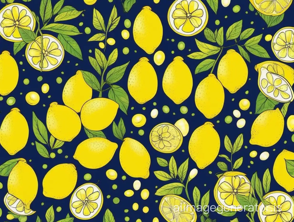 vector bright seamless pattern with Easter lemons and berries