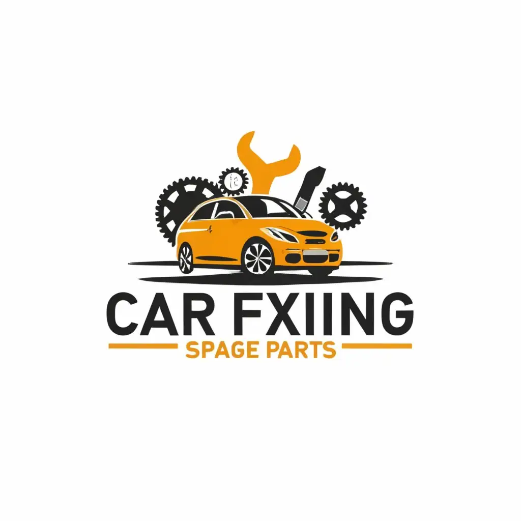 a logo design,with the text "MH Car fixing", main symbol:Car, mechanic, car care, tuning, spare parts, paint,Moderate,clear background