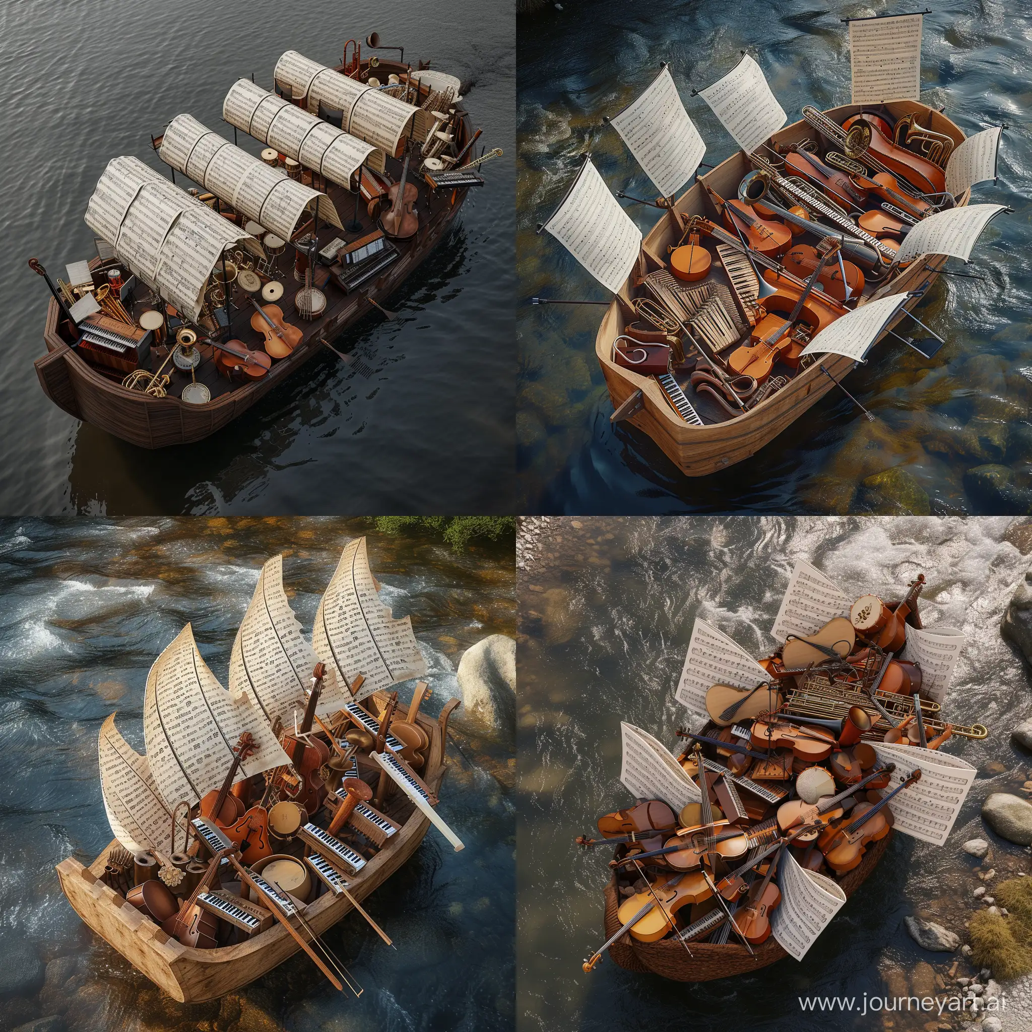 Musical-Noahs-Ark-Sailing-Upstream-in-Minimalist-Style