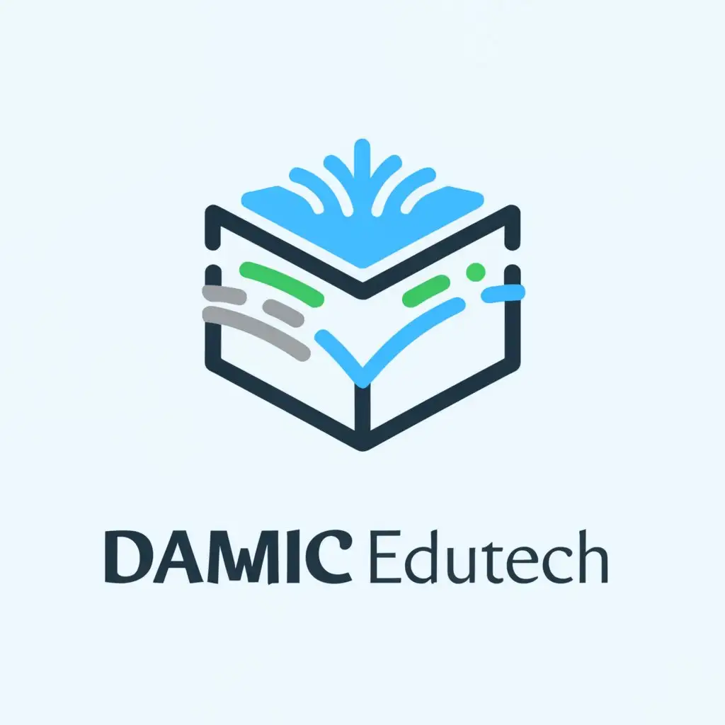 a logo design,with the text "Damic Edutech", main symbol:Book and computer ,Moderate,clear background