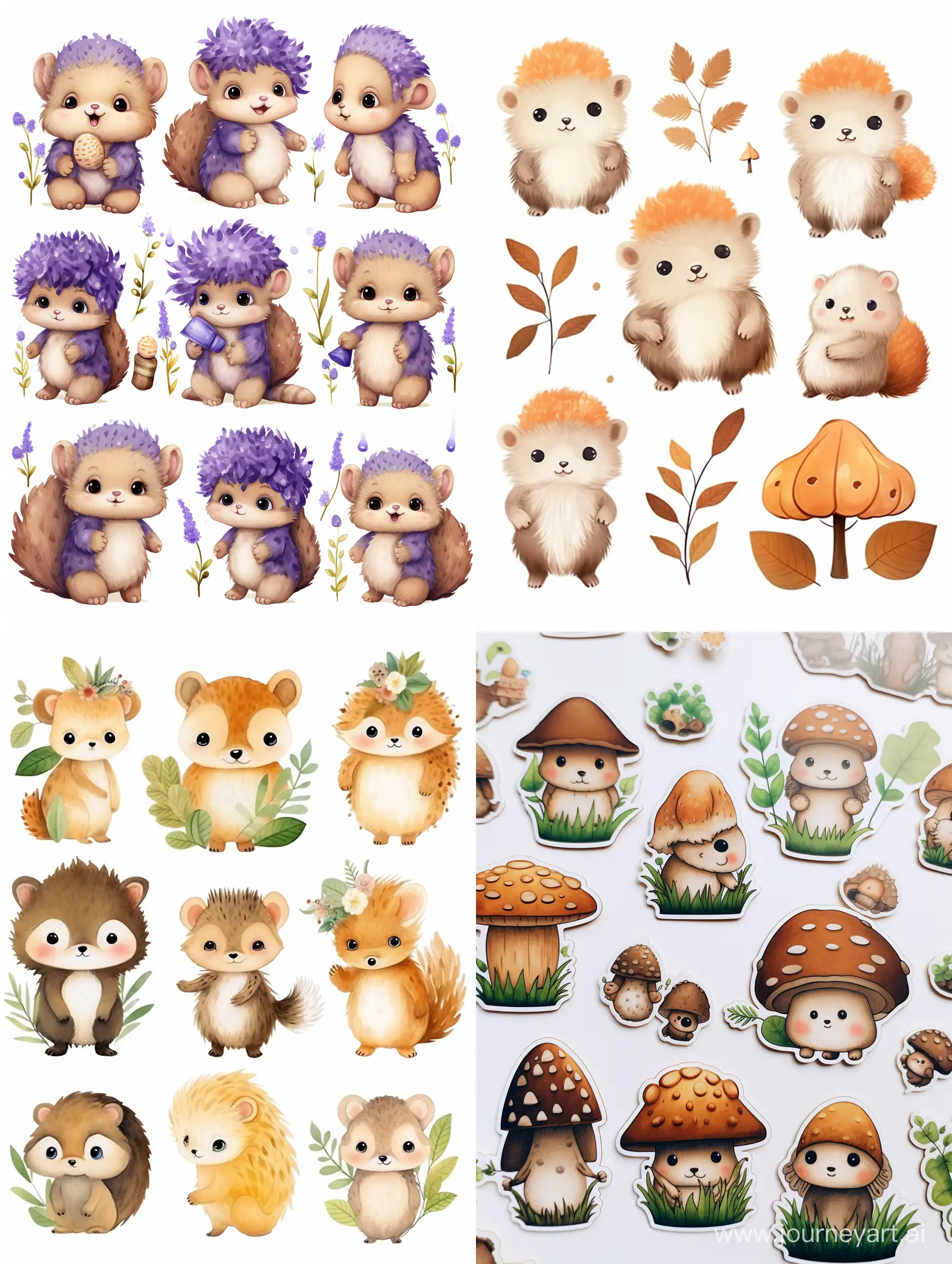 Cute-Little-Hedgehog-Sticker-Set-on-White-Background