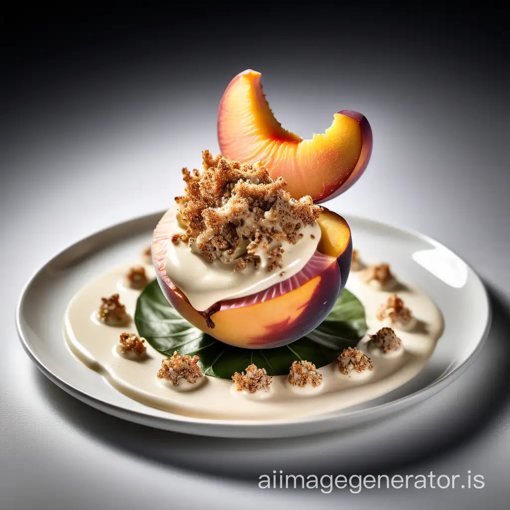 Luxurious-Michelin-Kitchen-Style-Half-Peach-with-Mayonnaise-and-Tuna-Crumbs