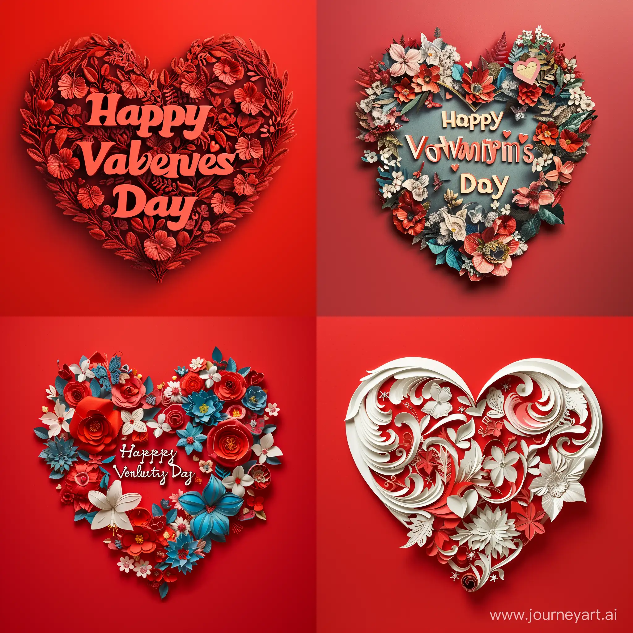 here's a high-detail prompt for "Happy Valentine's Day" on a red background: