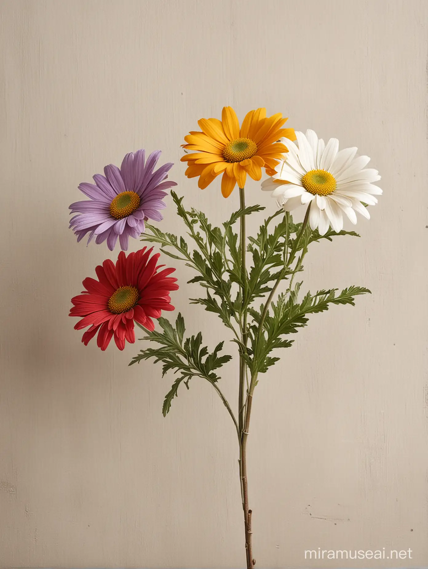 Vibrant MultiColored Wild Daisy Blossoming in Stylish Decorative Setting