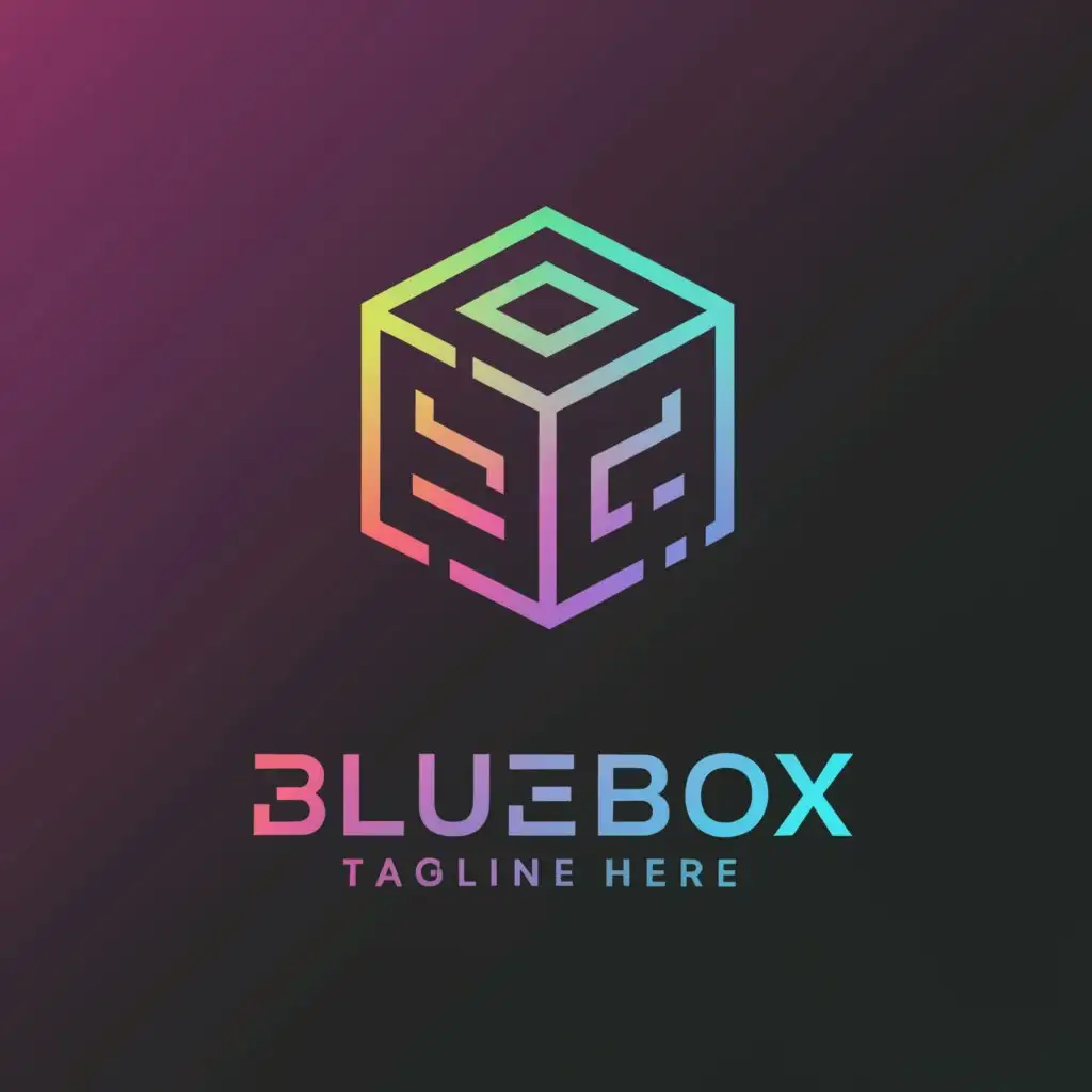 a logo design,with the text "BlueBox", main symbol:tesseract, metallic and graphite design,Minimalistic,clear background