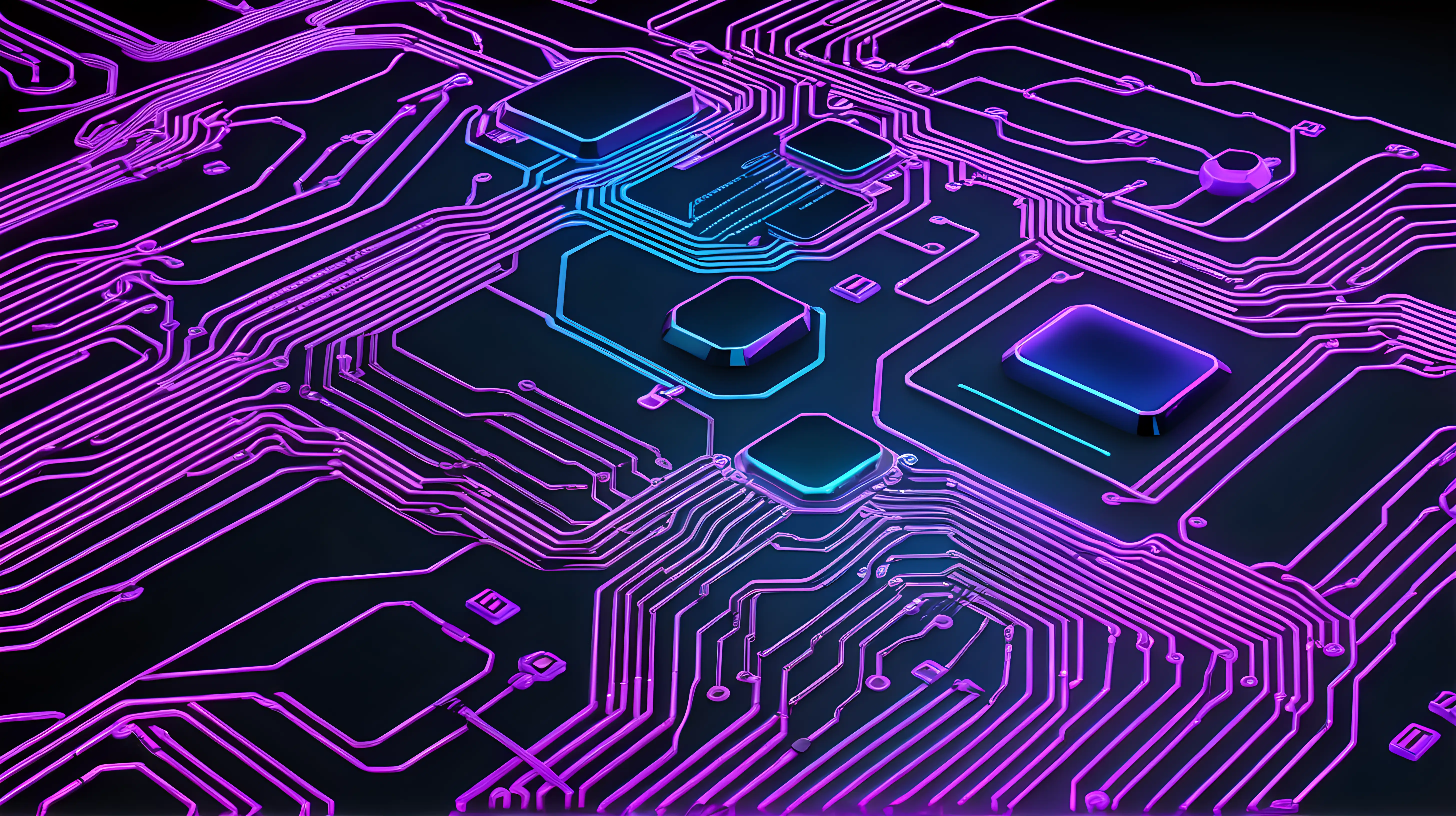 Futuristic Circuitry: Design a background resembling futuristic circuit boards or electronic pathways. The neon lines can then represent the flow of energy within a high-tech, cyberpunk-inspired environment.