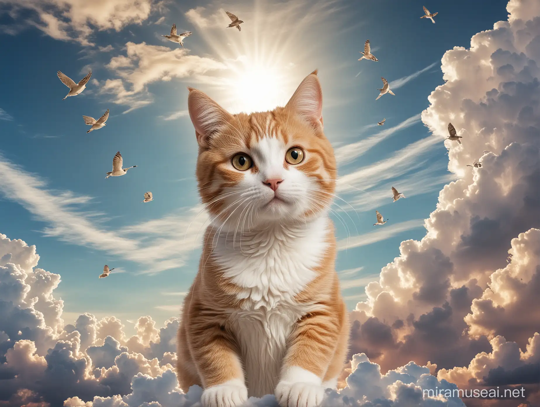 Cat Soaring Through a Peaceful Sky in the New Era