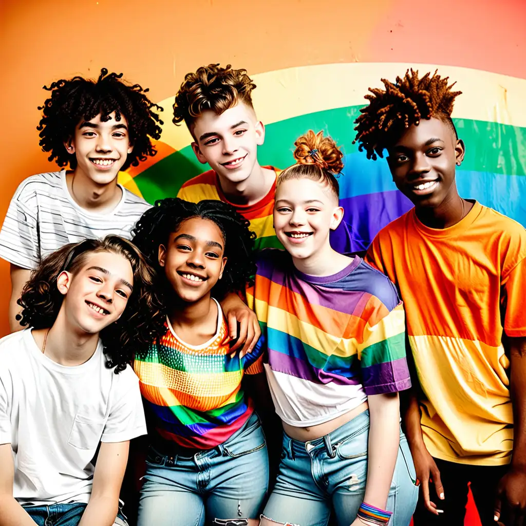Diverse LGBTQ Teenagers Embracing in Urban Setting