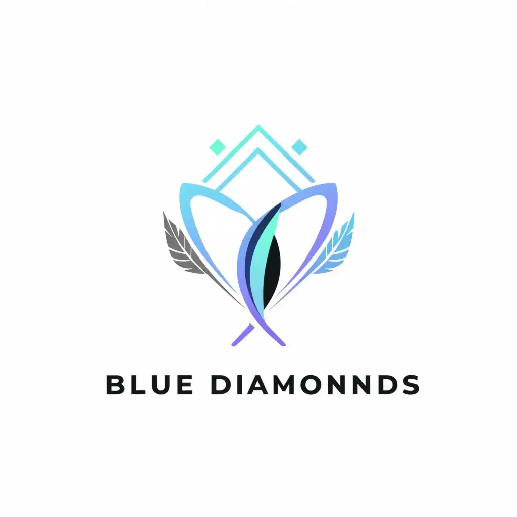 a logo design,with the text "BLUE DIAMONDS", main symbol:sanitary pad, Fether, rainbow Leafs,complex,be used in Beauty Spa industry,clear background