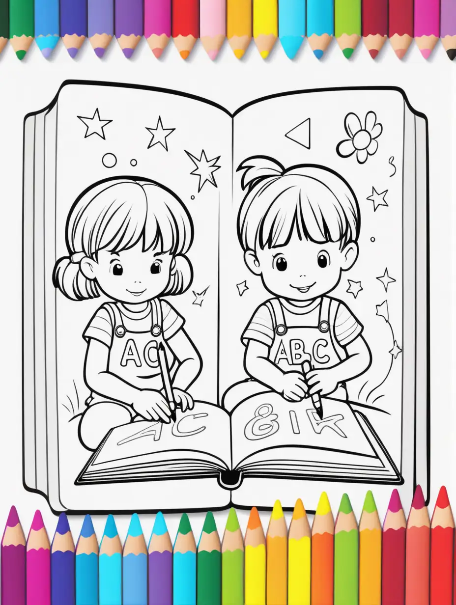 Cheerful Kids Coloring ABCs in Vibrant Color Book