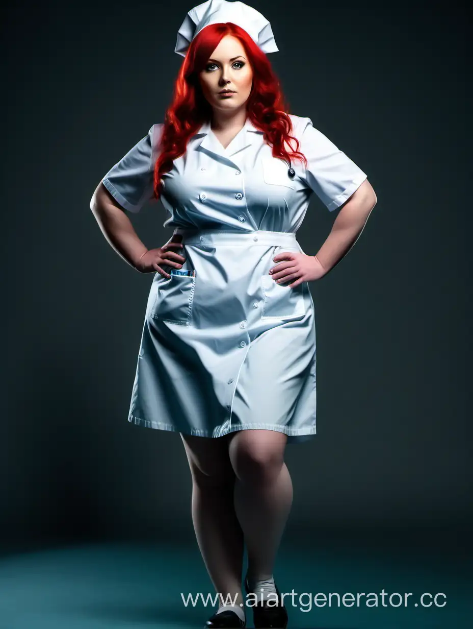 Толстая Медсестра с рыжими волосами в полный рост