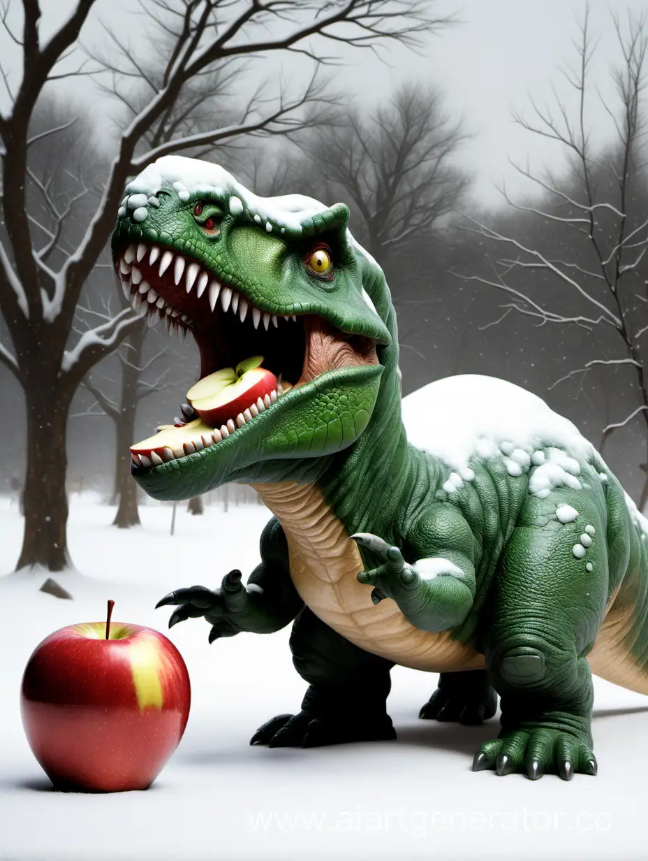 Зима динозавров камень ест яблоко