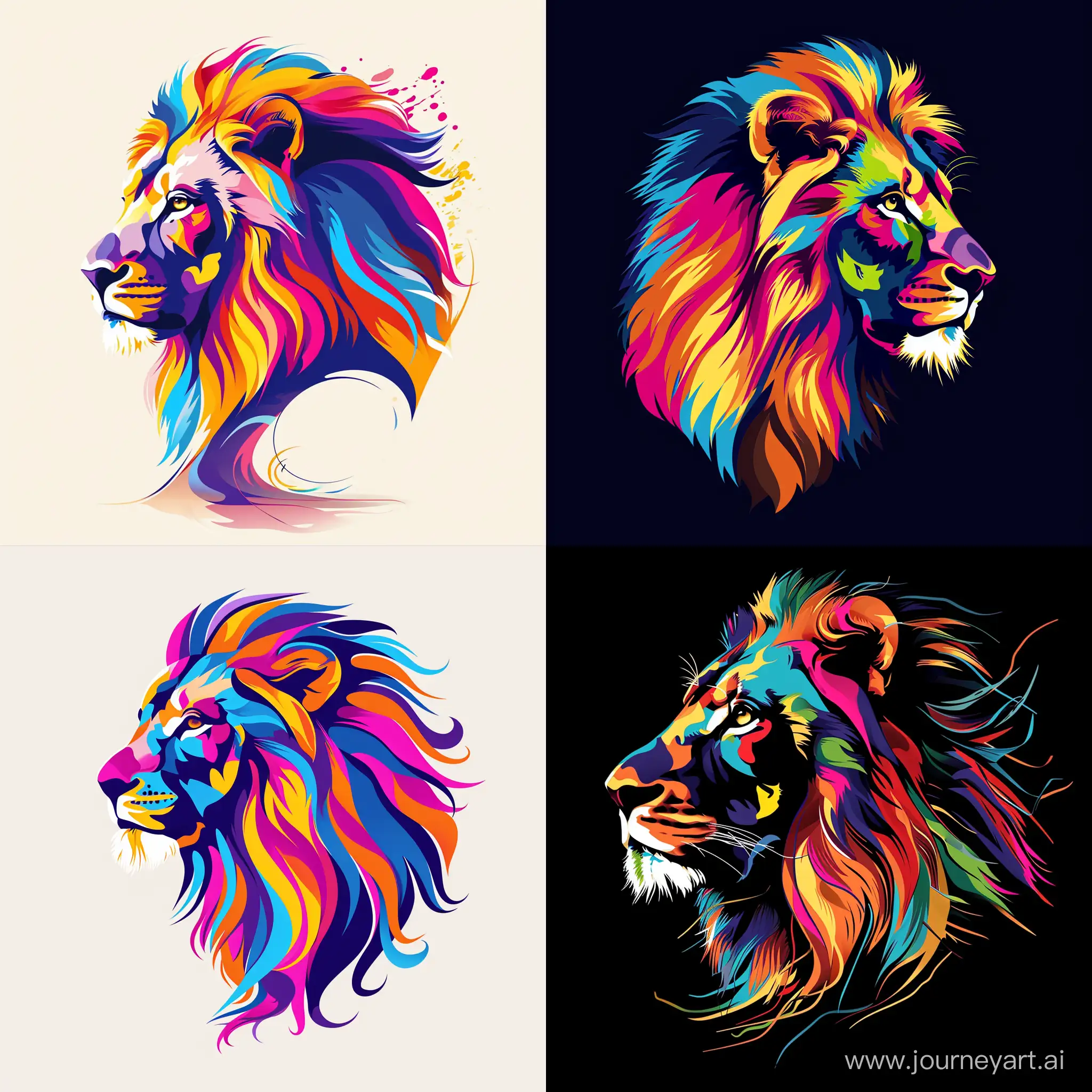 artistic logo of a head of lion, colorful